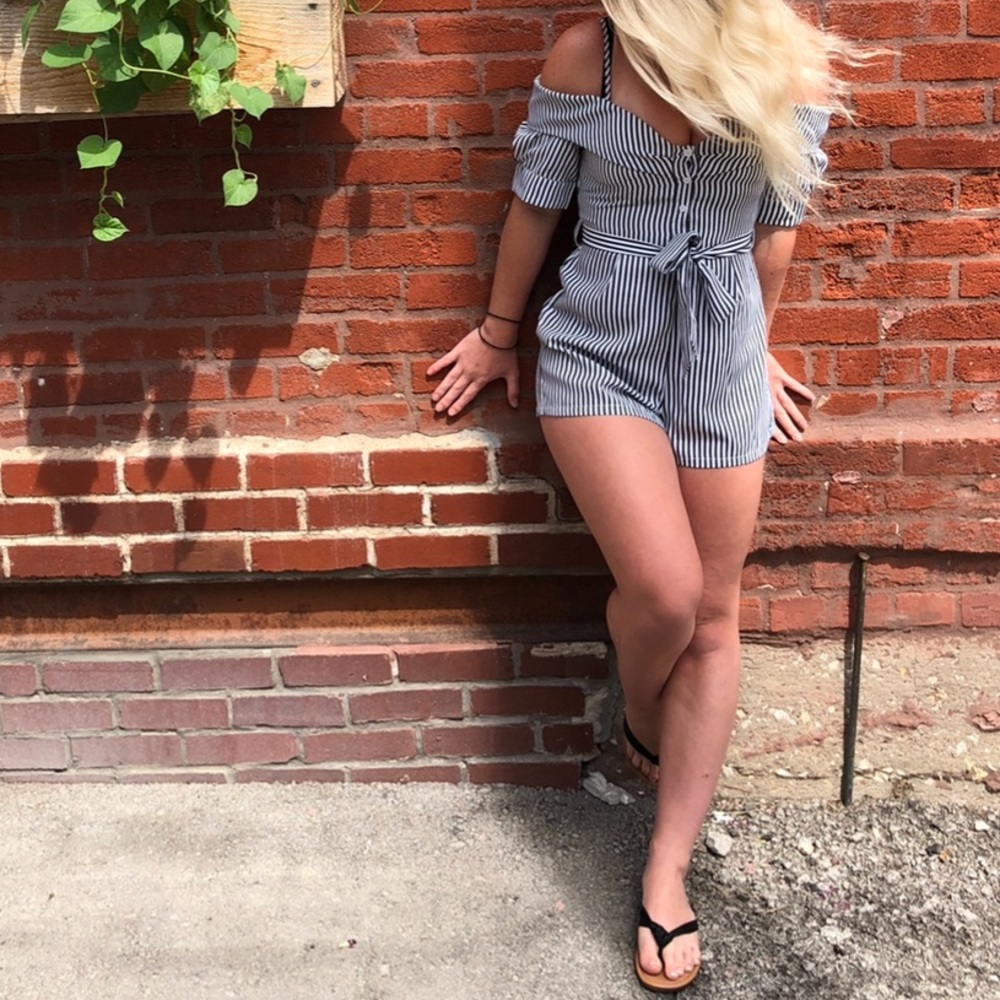 Black & White Striped Romper